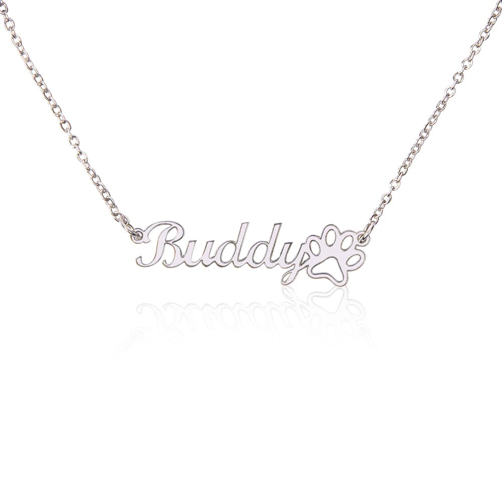 Your Name Necklace With Paw Print, For Her, Granddaughter Gift, Christmas, Valentine's Day, Your Custom Name