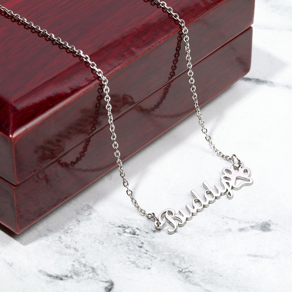 Your Name Necklace With Paw Print, For Her, Granddaughter Gift, Christmas, Valentine's Day, Your Custom Name