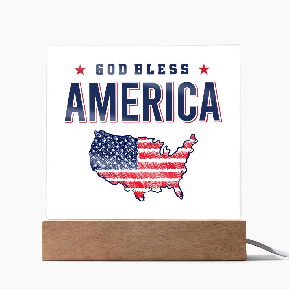 God Bless America Affirmation Acrylic Plaque, Custom Message