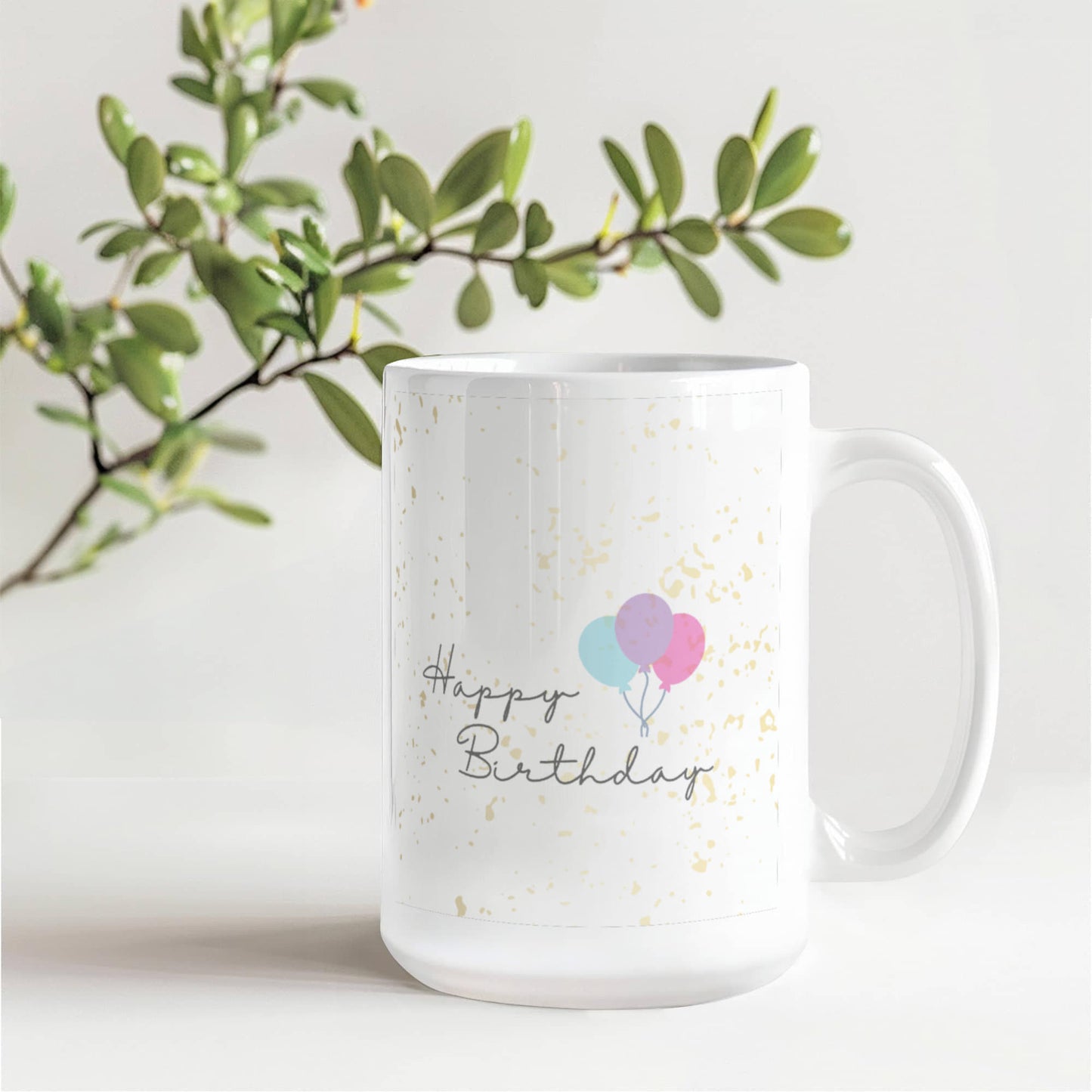Happy Birthday with Ballons - 15 oz. Mug