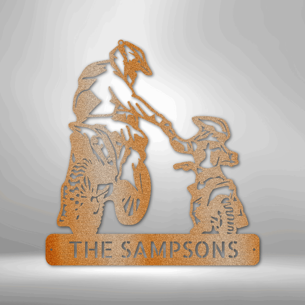 Father and Son Motocross Monogram - Steel Sign