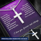 Personalized Cross Necklace, Custom Message Card