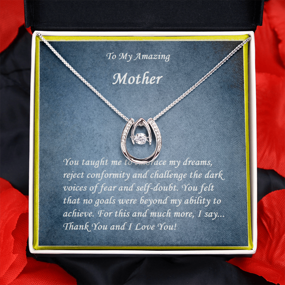 Lucky in Love Necklace, For Her, Mother, Mom, Grandmother, Aunt, Sister, Wife, Girlfriend, w/ Message Card