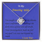 Love Knot Necklace, For Her, Custom Message Card