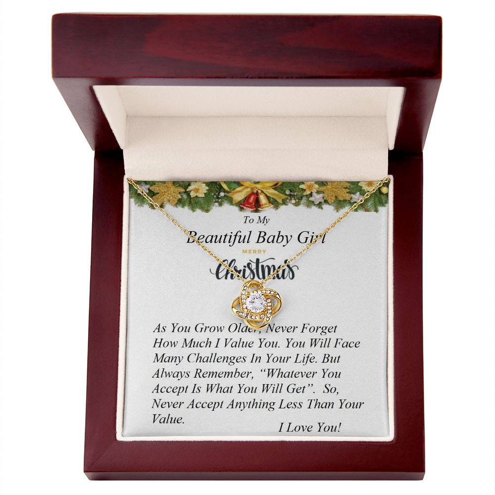 Love Knot Necklace, For Her, Custom Message Card