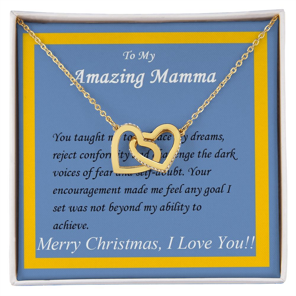 Interlocking Hearts Necklace, Custom Message Card