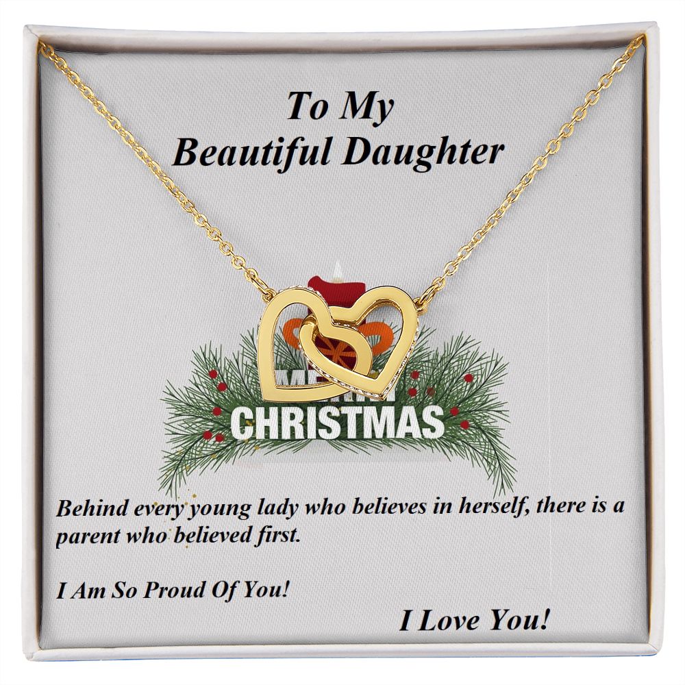 Interlocking Hearts Necklace, For Her, Daughter, for Christmas, with Custom Message Card