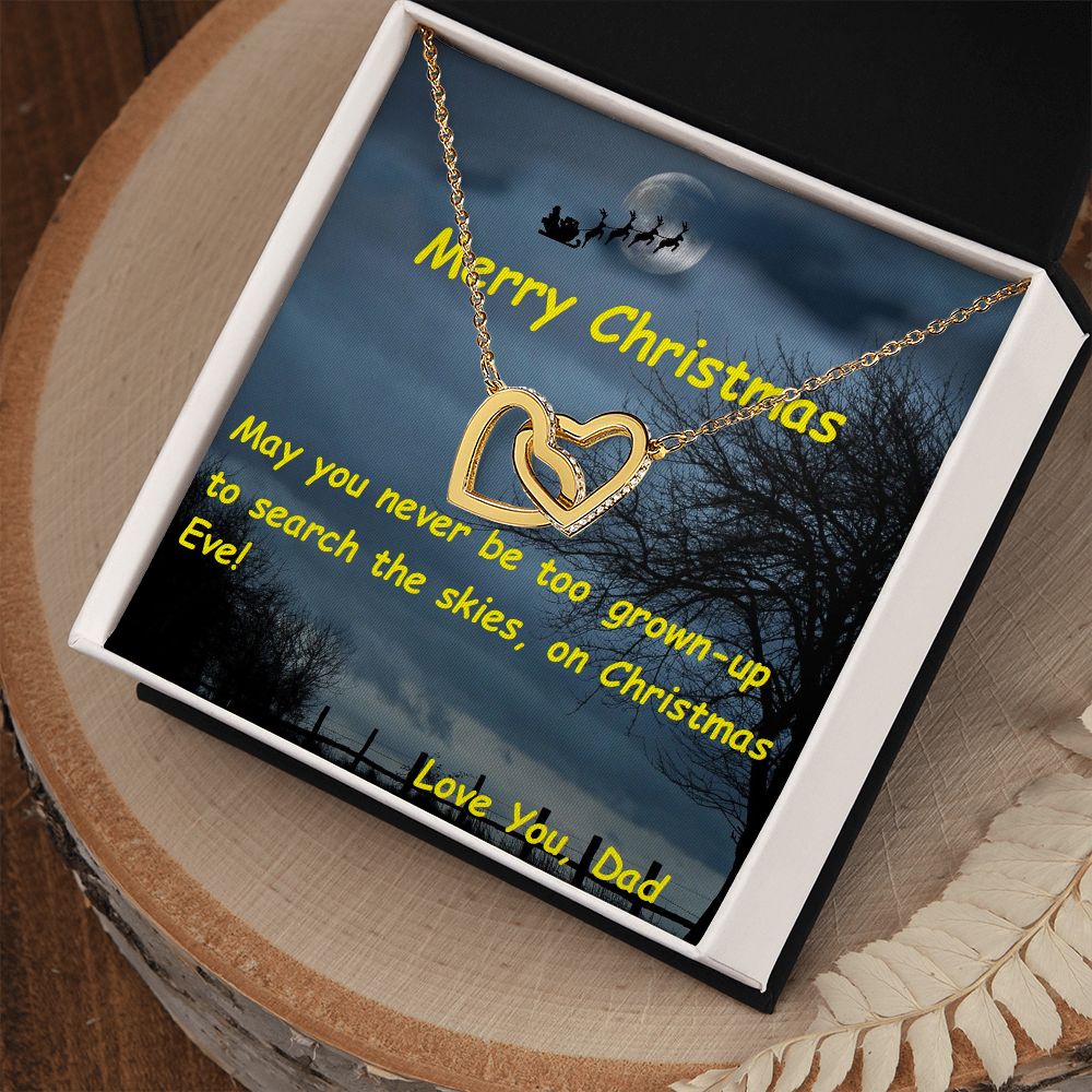 Interlocking Hearts Necklace, For Her, for Christmas, Anniversary, with Custom Message Card