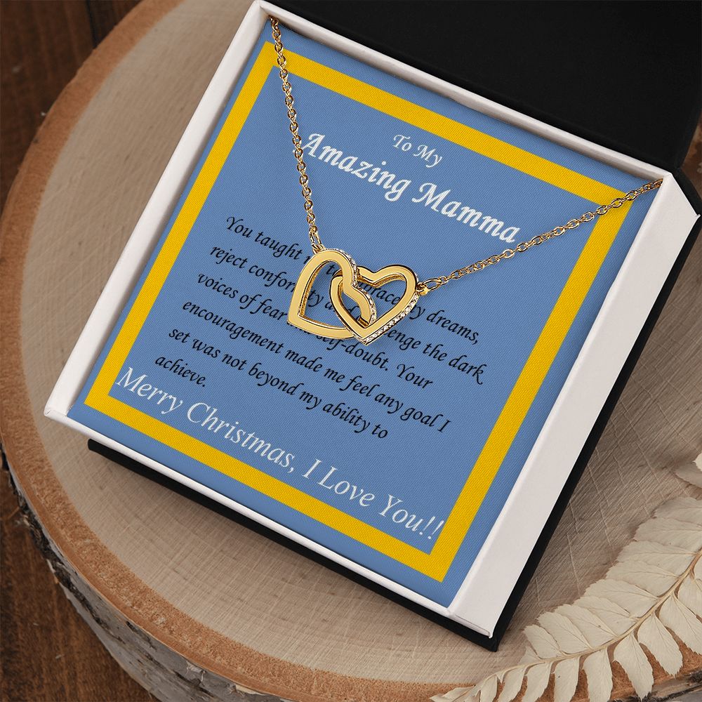 Interlocking Hearts Necklace, Custom Message Card