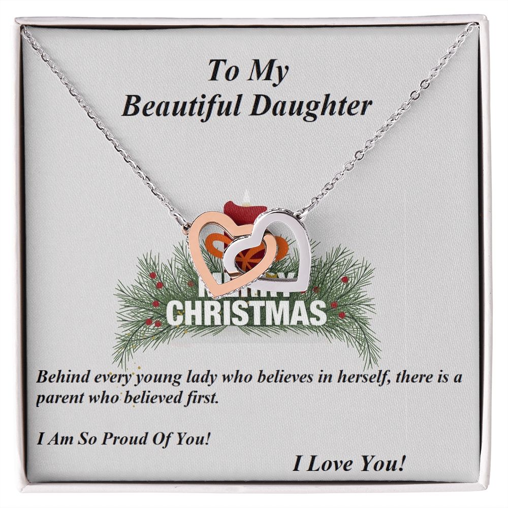 Interlocking Hearts Necklace, For Her, Daughter, for Christmas, with Custom Message Card