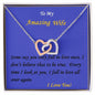 Interlocking Hearts Necklace, For Girlfriend | For Wife, For Christmas, Birthday, Valentine's Day, Anniversary, Custom Message Card