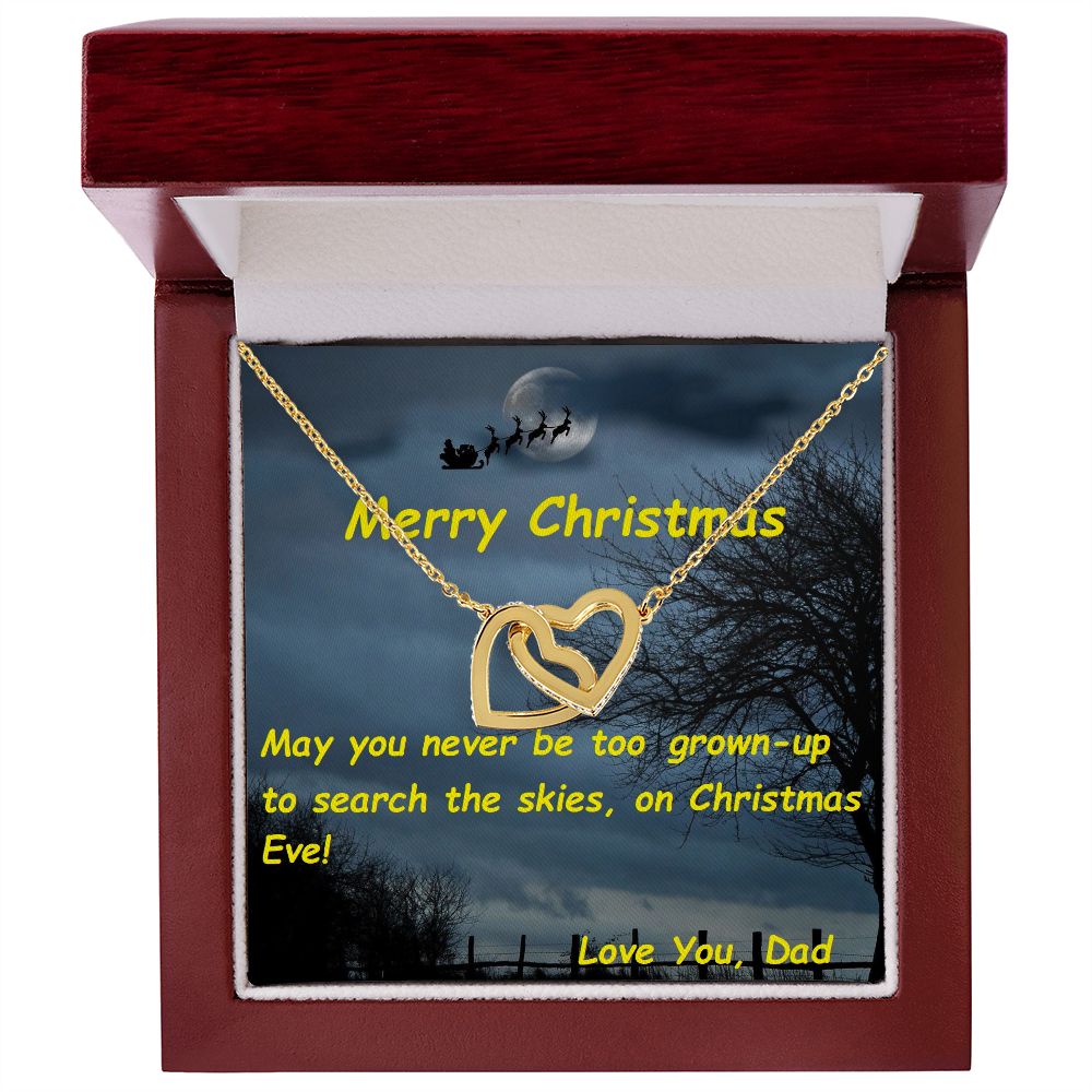 Interlocking Hearts Necklace, For Her, for Christmas, Anniversary, with Custom Message Card