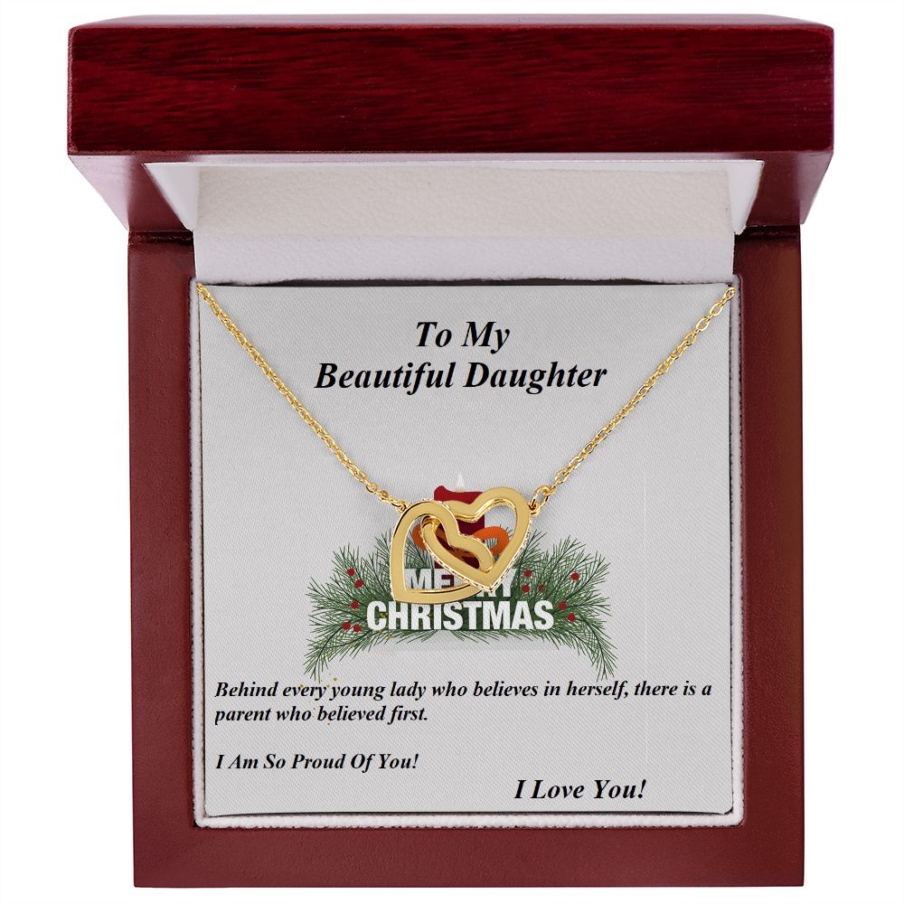 Interlocking Hearts Necklace, For Her, Daughter, for Christmas, with Custom Message Card