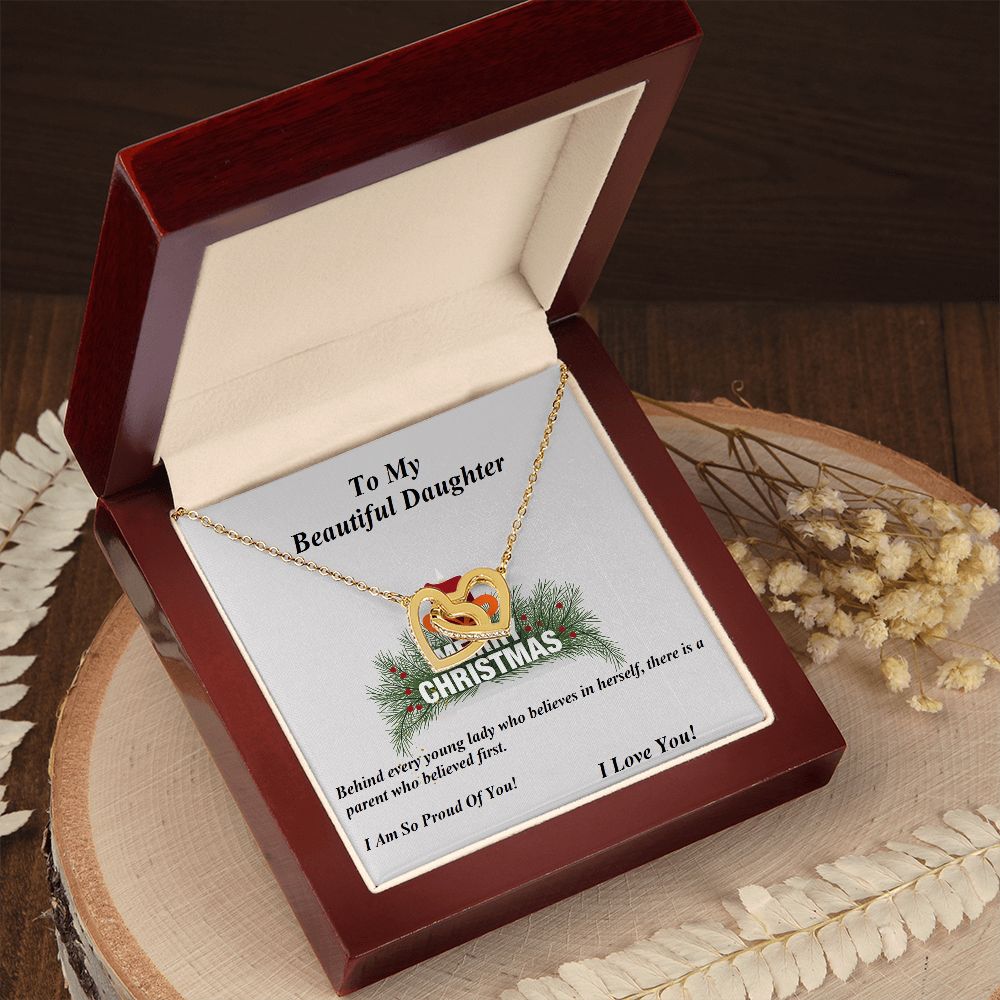 Interlocking Hearts Necklace, For Her, Daughter, for Christmas, with Custom Message Card