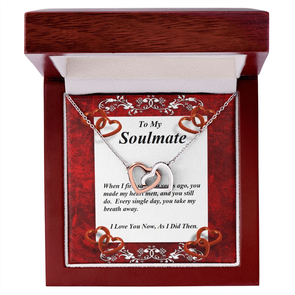 Interlocking Hearts Necklace, Custom Message Card