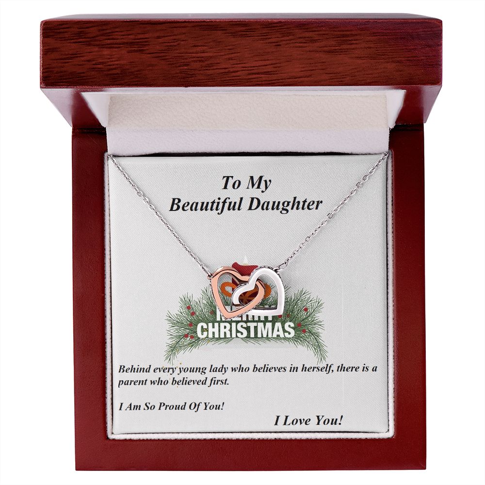 Interlocking Hearts Necklace, For Her, Daughter, for Christmas, with Custom Message Card