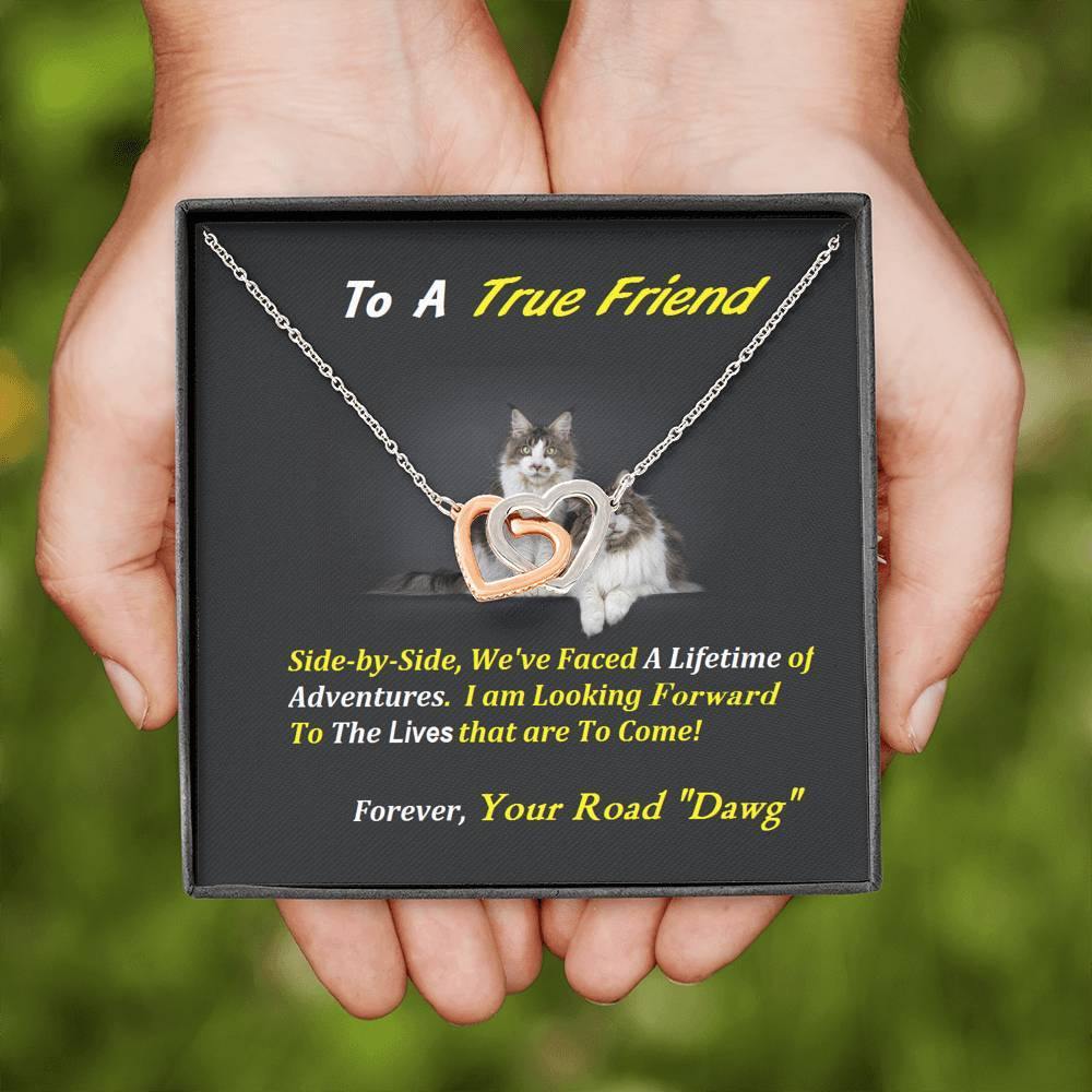 Two Interlocked Hearts | To My True Friend Gift | Cat Lover Gift | Friend Christmas Jewelry | Love Keepsake | Friend Necklace | Friend Message Card | Meaningful Cards | Best Friend Ever - Gifts 4 Your Season