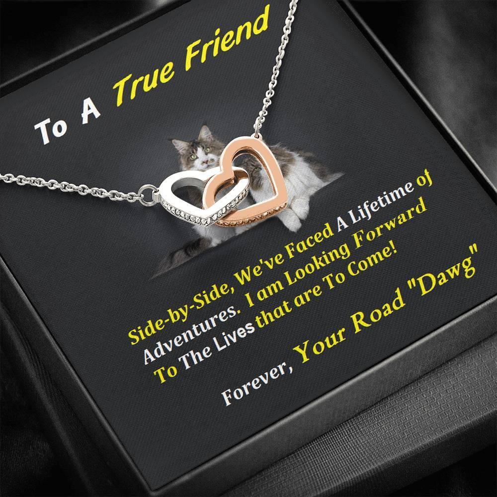 Two Interlocked Hearts | To My True Friend Gift | Cat Lover Gift | Friend Christmas Jewelry | Love Keepsake | Friend Necklace | Friend Message Card | Meaningful Cards | Best Friend Ever - Gifts 4 Your Season