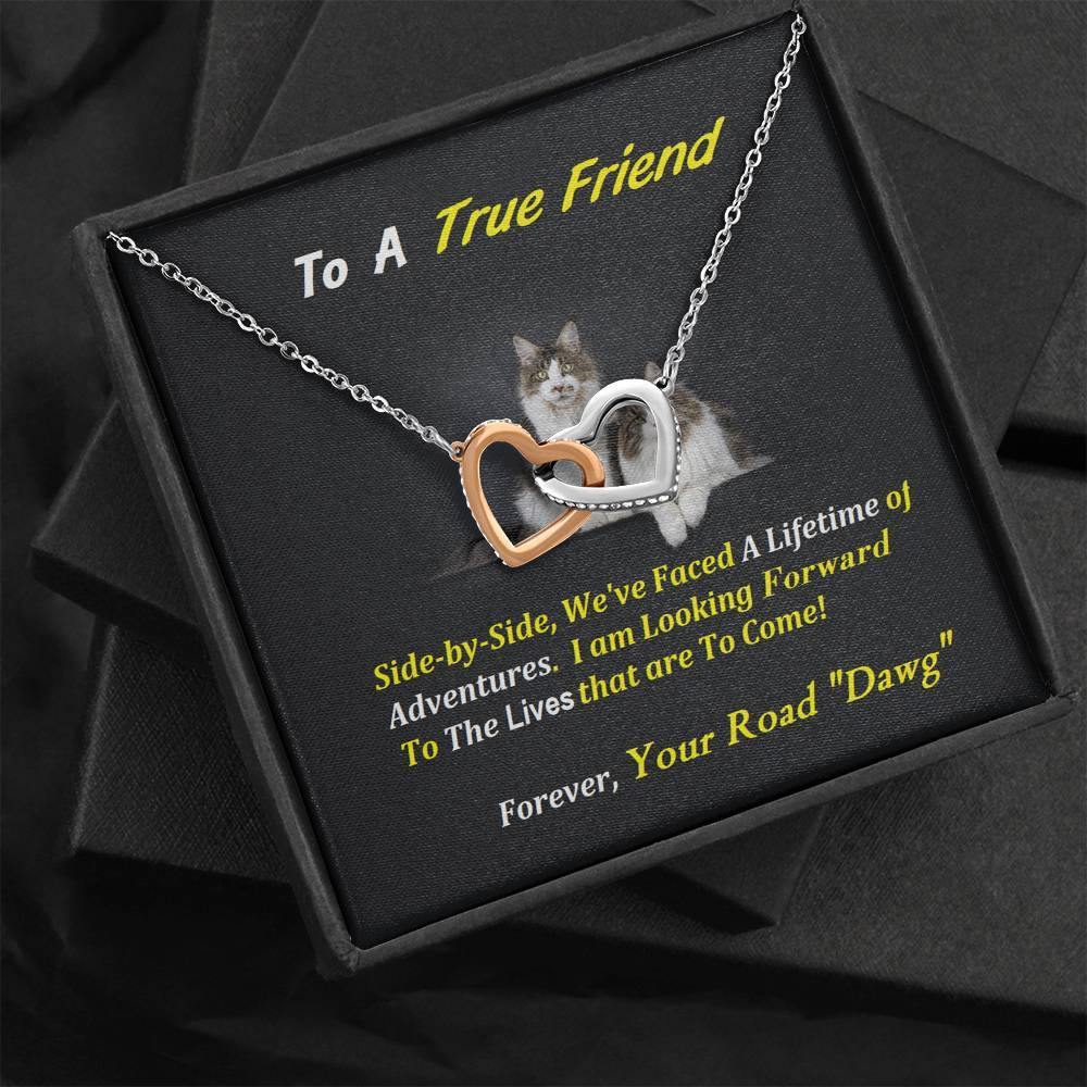 Two Interlocked Hearts | To My True Friend Gift | Cat Lover Gift | Friend Christmas Jewelry | Love Keepsake | Friend Necklace | Friend Message Card | Meaningful Cards | Best Friend Ever - Gifts 4 Your Season