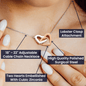 Two Hearts Necklace, For Her, Valentine's Day, Mother, Wife, Girlfriend, with Custom Message Card