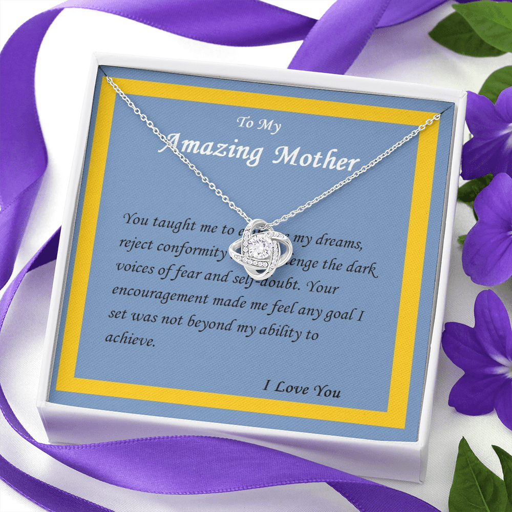 Love Knot Necklace, For Her, Mother, Mom, Grandmother, Aunt, Sister, Wife, Girlfriend, with Message Card