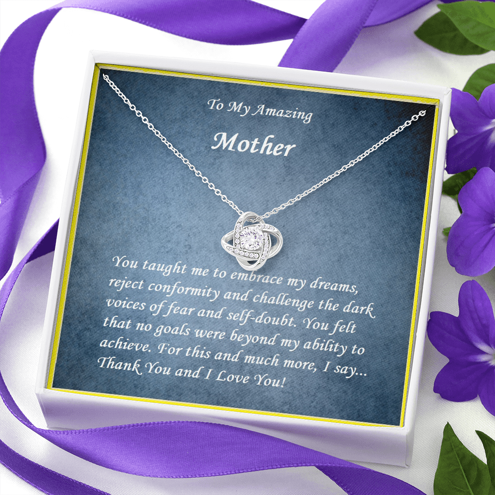 Love Knot Necklace, For Her, Mother, Mom, Grandmother, Aunt, Sister, Wife, Girlfriend, with Message Card