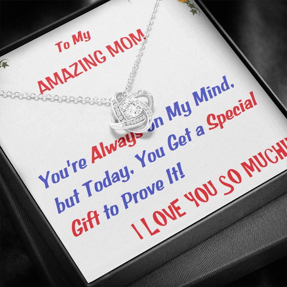 Love Knot Necklace | To My Mom Gift | Mom Christmas Jewelry | Love Her Keepsake | Mom Necklace | Mom Message Card | Meaningful Cards | Best Mom Ever - Gifts 4 Your Season