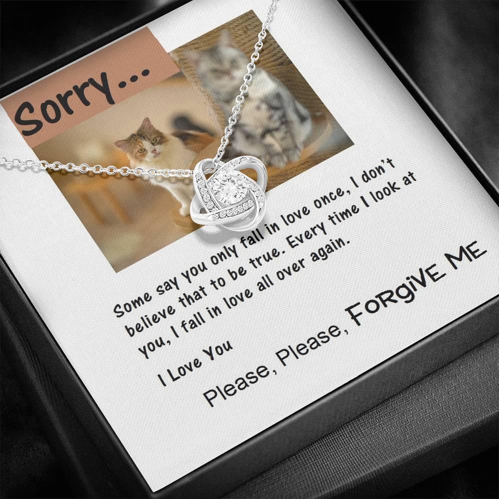 Sorry Love Knot Necklace, Apology Message Card Jewelry for Her, Cat Lover Gift, Christmas Gift, Gift Idea, Gift for Her - Gifts 4 Your Season
