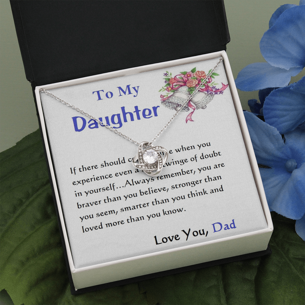 Love Knot Necklace, For Her, Custom Message Card