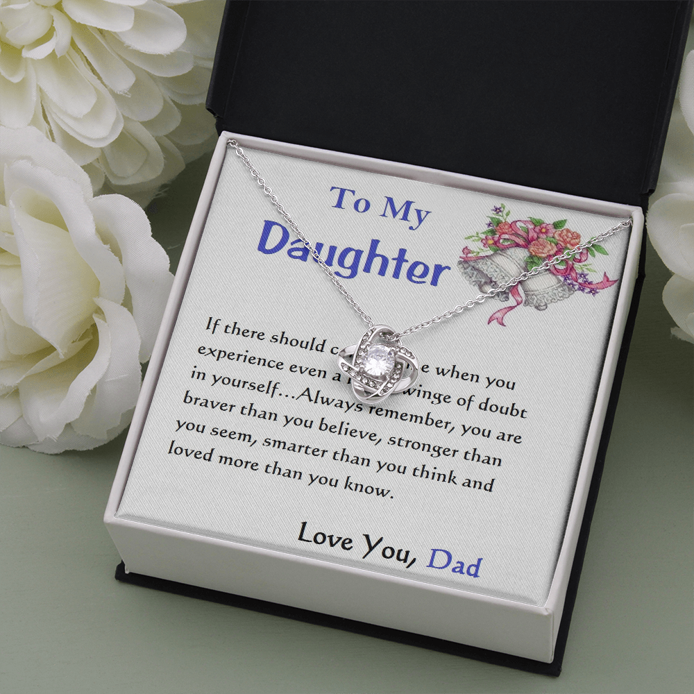 Love Knot Necklace, For Her, Custom Message Card
