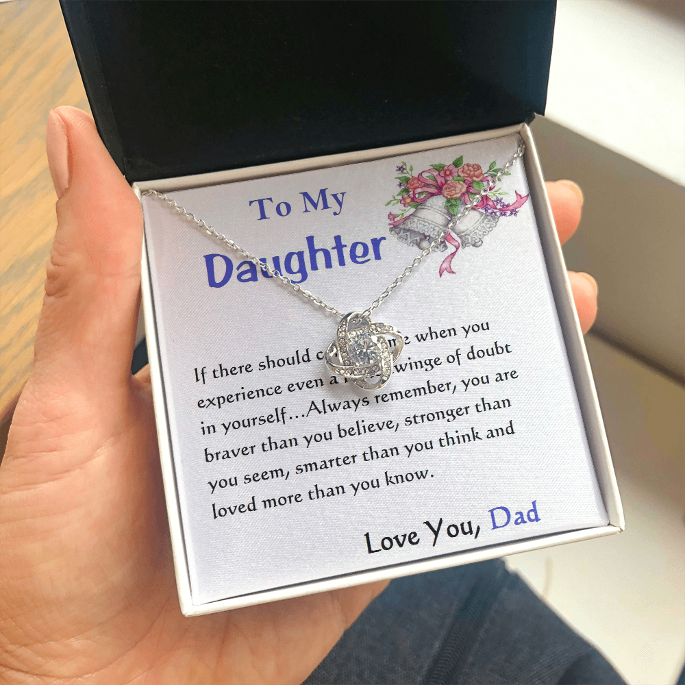 Love Knot Necklace, For Her, Custom Message Card