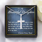 Stainless Steel Cross Necklace, From Dad, Custom Message Card