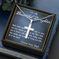 Stainless Steel Cross Necklace, From Dad, Custom Message Card
