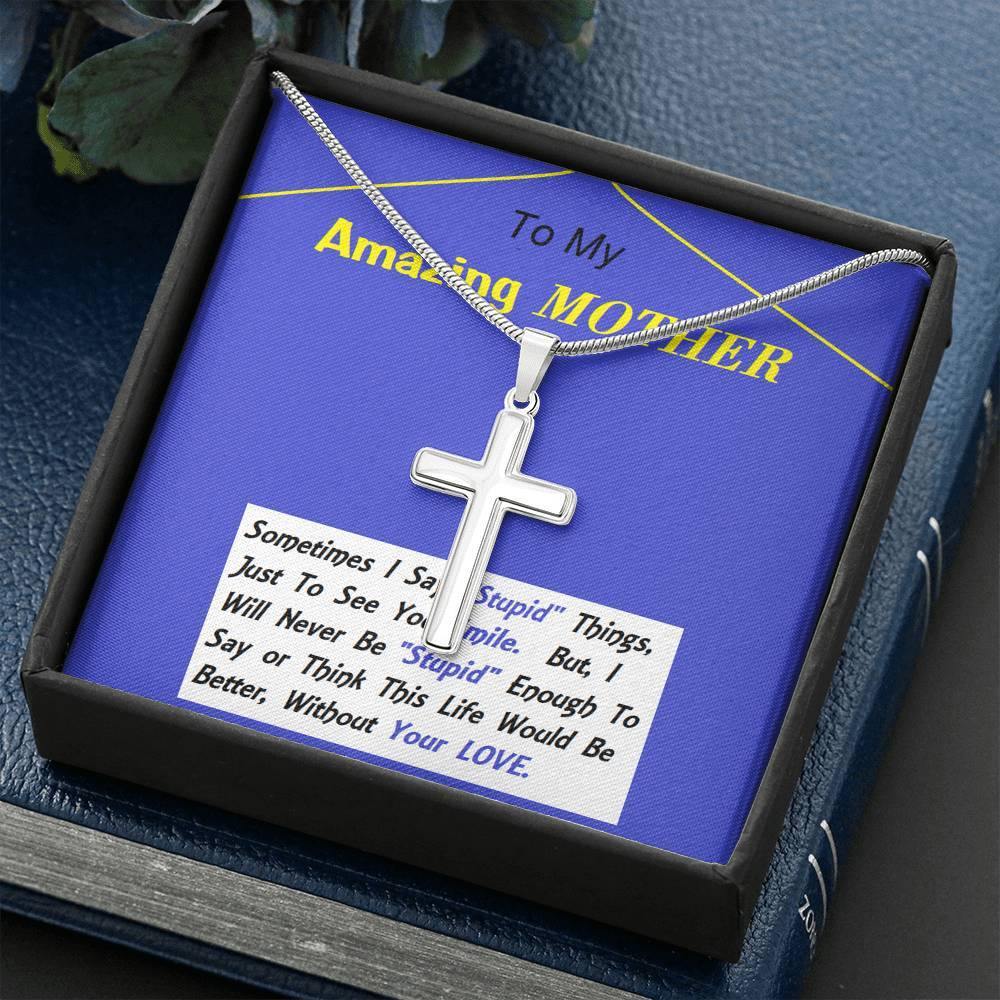 Stainless Steel Cross Necklace, To My Mom Gift, Mother Necklace Gift, Mom Birthday Gift Ideas, Christmas Gift For Mom, Gift For My Mother Necklace - Gifts 4 Your Season
