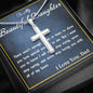 Stainless Steel Cross Necklace, From Dad, Custom Message Card