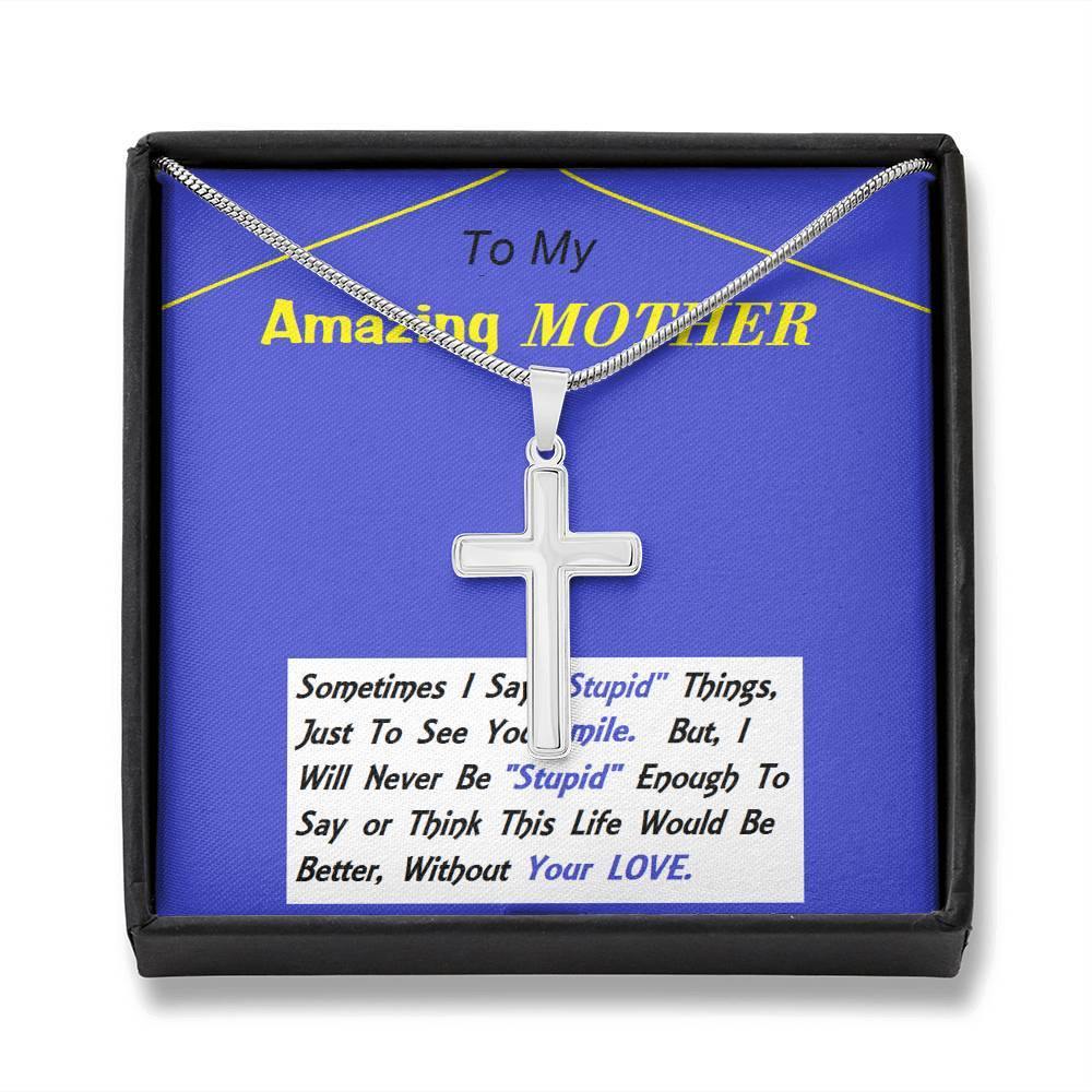Stainless Steel Cross Necklace, To My Mom Gift, Mother Necklace Gift, Mom Birthday Gift Ideas, Christmas Gift For Mom, Gift For My Mother Necklace - Gifts 4 Your Season