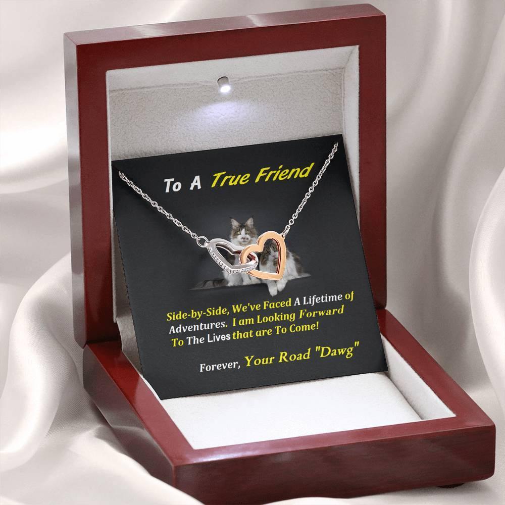 Two Interlocked Hearts | To My True Friend Gift | Cat Lover Gift | Friend Christmas Jewelry | Love Keepsake | Friend Necklace | Friend Message Card | Meaningful Cards | Best Friend Ever - Gifts 4 Your Season