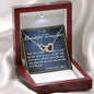 Two Hearts Embellished Necklace, From Dad, Daughter Necklace, for Christmas, Birthday, Custom Message Card