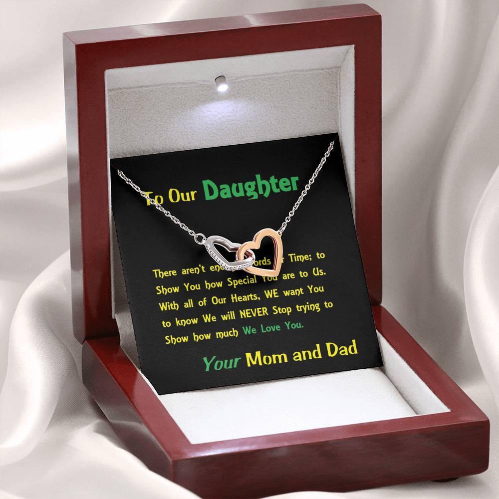 Two Interlocked Hearts, For Daughter, Gift For Our Daughter, Shineon Jewelry, Christmas Gift, Birthday Gift, Message Card Jewelry - Gifts 4 Your Season