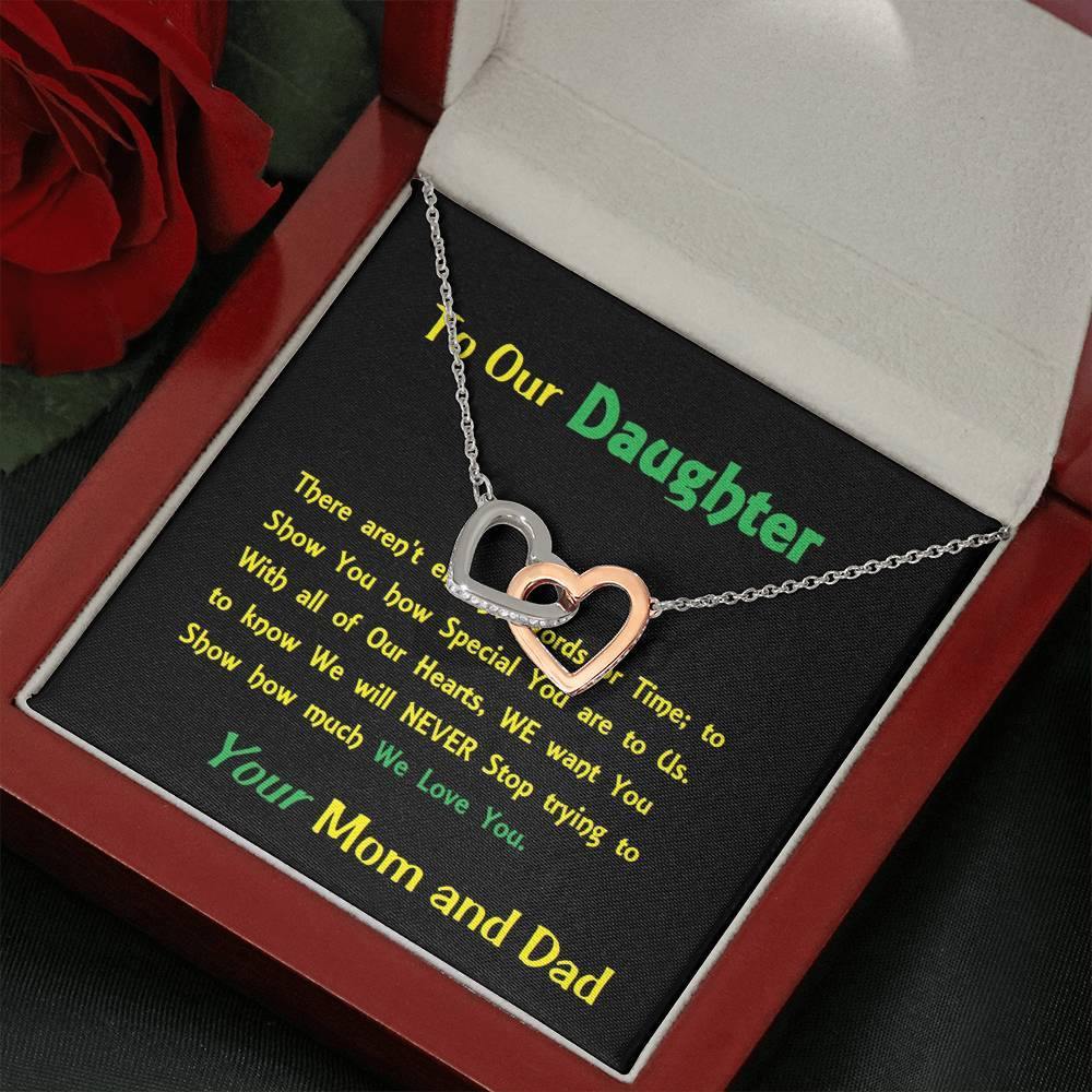 Two Interlocked Hearts, For Daughter, Gift For Our Daughter, Shineon Jewelry, Christmas Gift, Birthday Gift, Message Card Jewelry - Gifts 4 Your Season