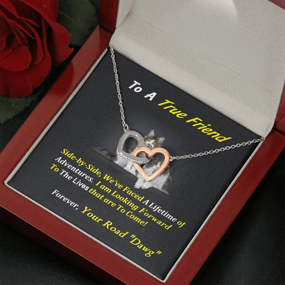 Two Interlocked Hearts | To My True Friend Gift | Cat Lover Gift | Friend Christmas Jewelry | Love Keepsake | Friend Necklace | Friend Message Card | Meaningful Cards | Best Friend Ever - Gifts 4 Your Season