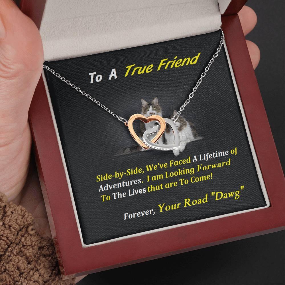 Two Interlocked Hearts | To My True Friend Gift | Cat Lover Gift | Friend Christmas Jewelry | Love Keepsake | Friend Necklace | Friend Message Card | Meaningful Cards | Best Friend Ever - Gifts 4 Your Season