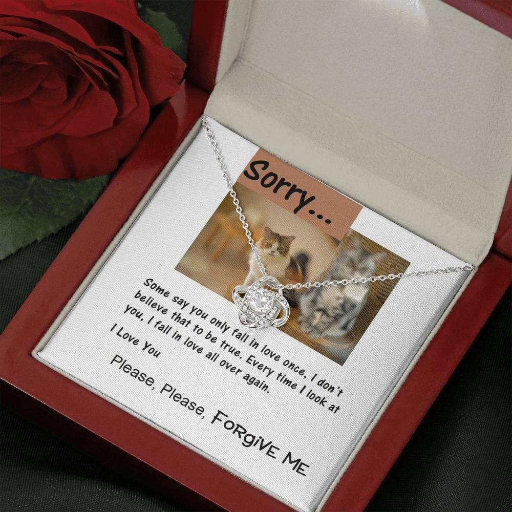 Sorry Love Knot Necklace, Apology Message Card Jewelry for Her, Cat Lover Gift, Christmas Gift, Gift Idea, Gift for Her - Gifts 4 Your Season