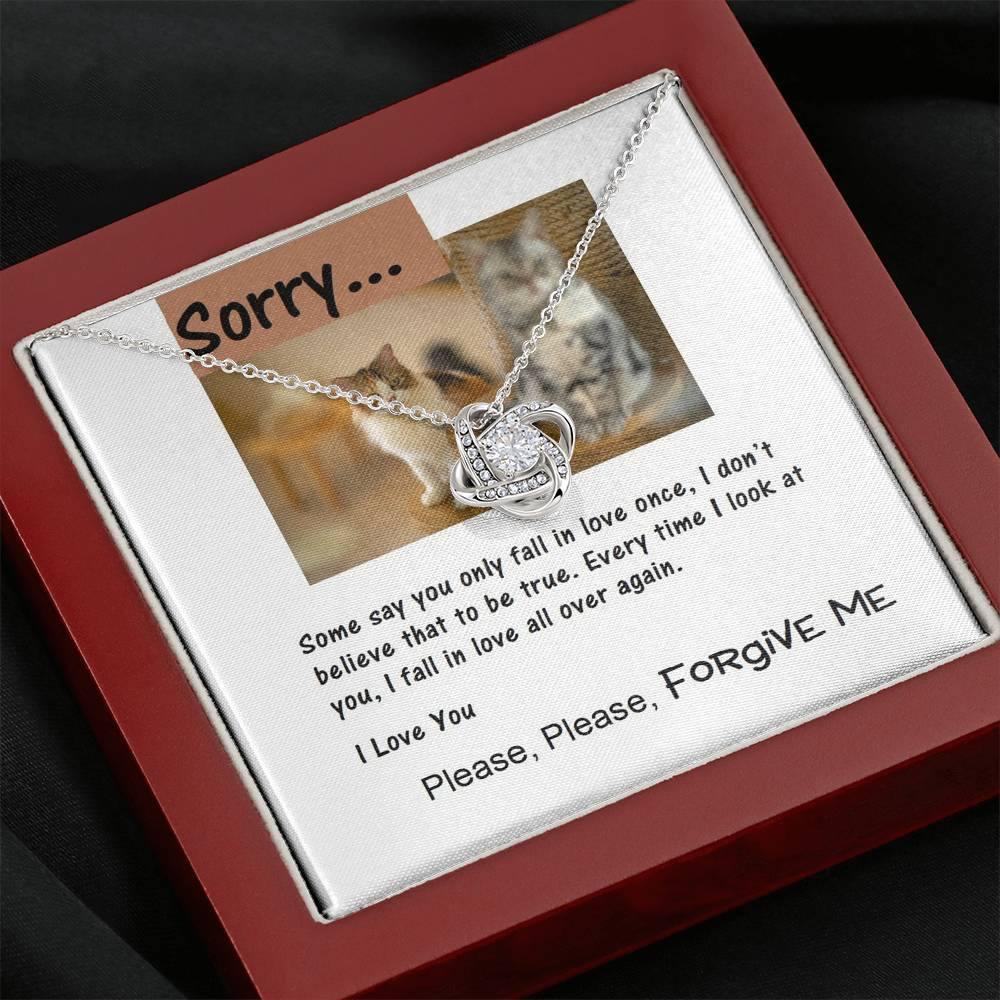 Sorry Love Knot Necklace, Apology Message Card Jewelry for Her, Cat Lover Gift, Christmas Gift, Gift Idea, Gift for Her - Gifts 4 Your Season