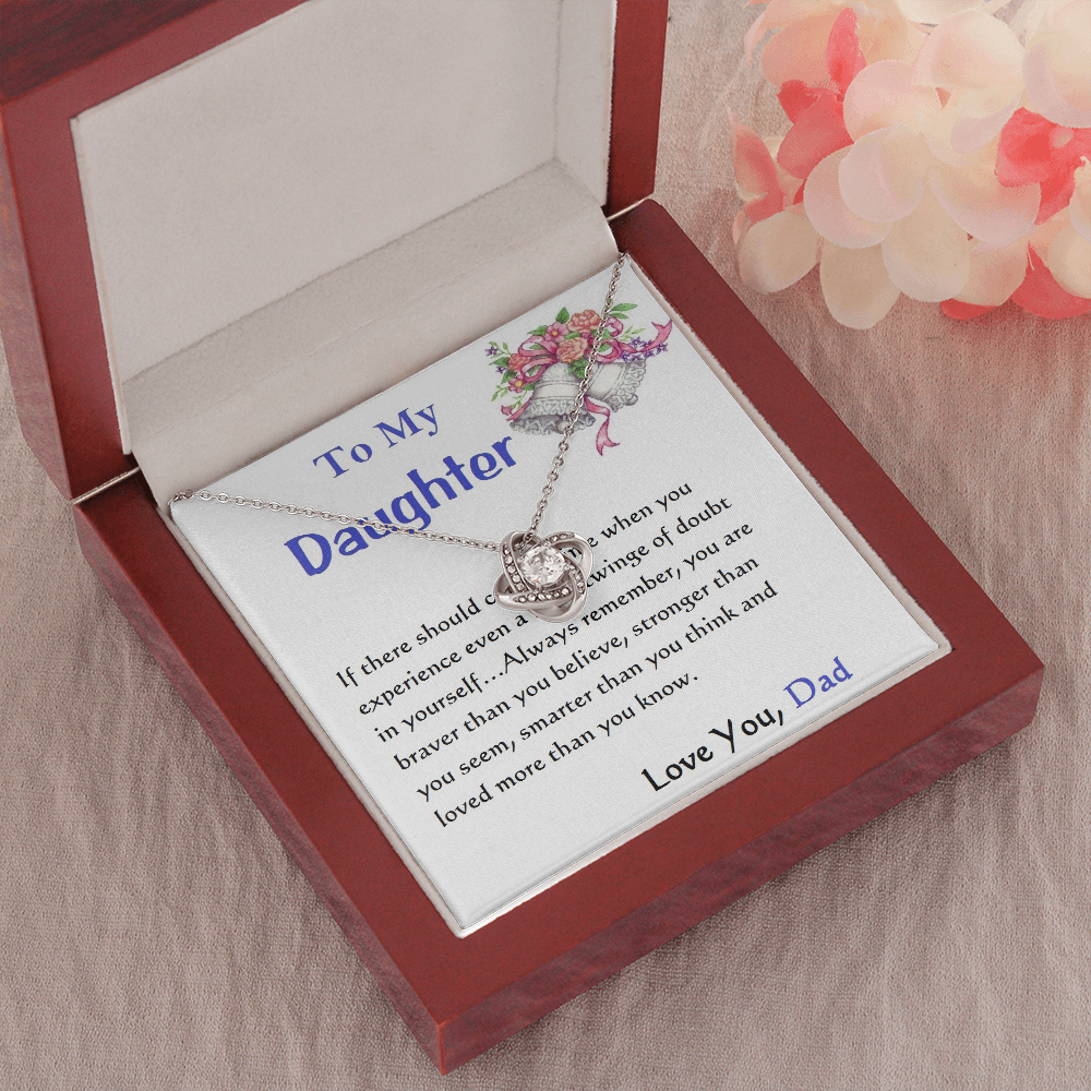 Love Knot Necklace, For Her, Custom Message Card