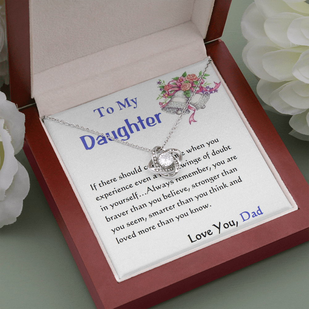 Love Knot Necklace, For Her, Custom Message Card