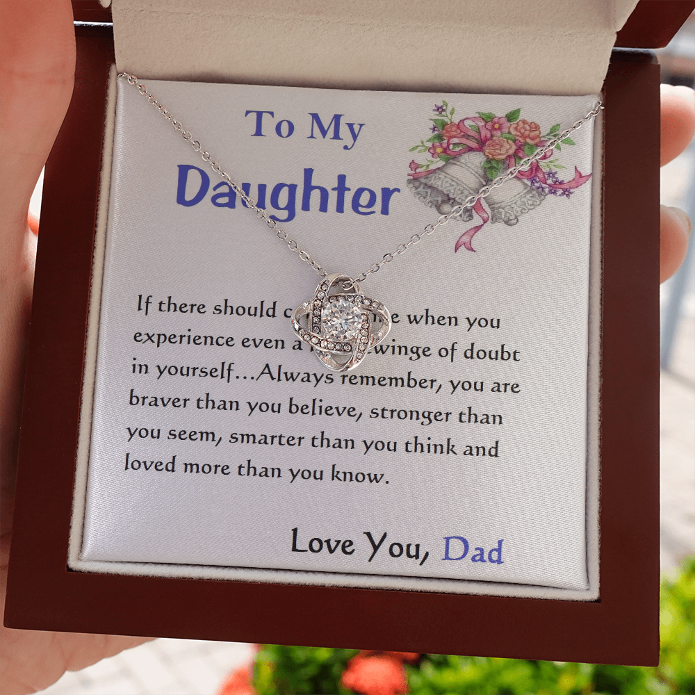 Love Knot Necklace, For Her, Custom Message Card