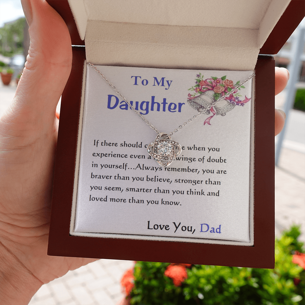 Love Knot Necklace, For Her, Custom Message Card