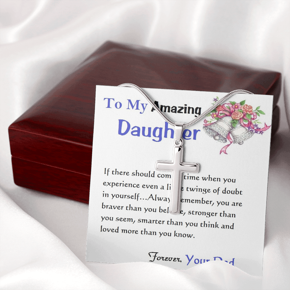 Stainless Steel Cross Necklace, For Her, Friend, for Christmas, Anniversary, Birthday, Valentine's Day, Mother's Day, with Custom Message Card