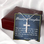 Stainless Steel Cross Necklace, From Dad, Custom Message Card